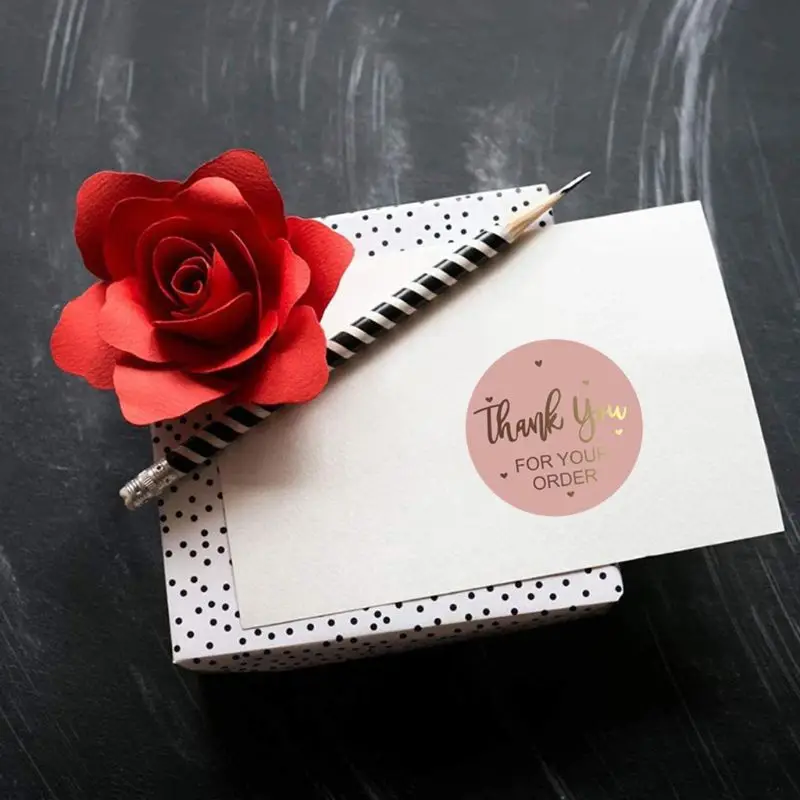 500 шт. спасибо за ваш заказ наклейки с золотой фольгой круглые этикетки для печати