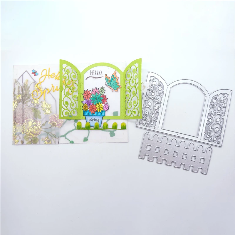 YaMinSanNiO Window Dies Fence Metal Cutting New 2019 Scrapbooking Card Making Embossing Stencil DieCut Template | Дом и сад
