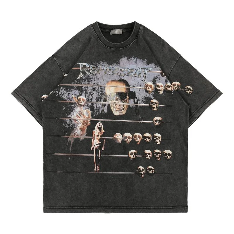 21SS Skeleton design skull Represent top tees loose fit cotton Represent tee hip hop men women streetwear Represent t shirts