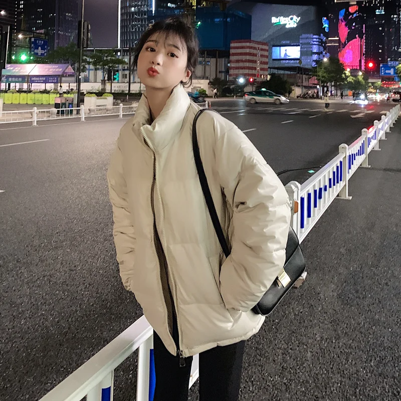 

Autumn Winter Jacket Women Cotton Padded Coat Female Loose PU Parka outwear Fashion thick Warm Casual Overcoat