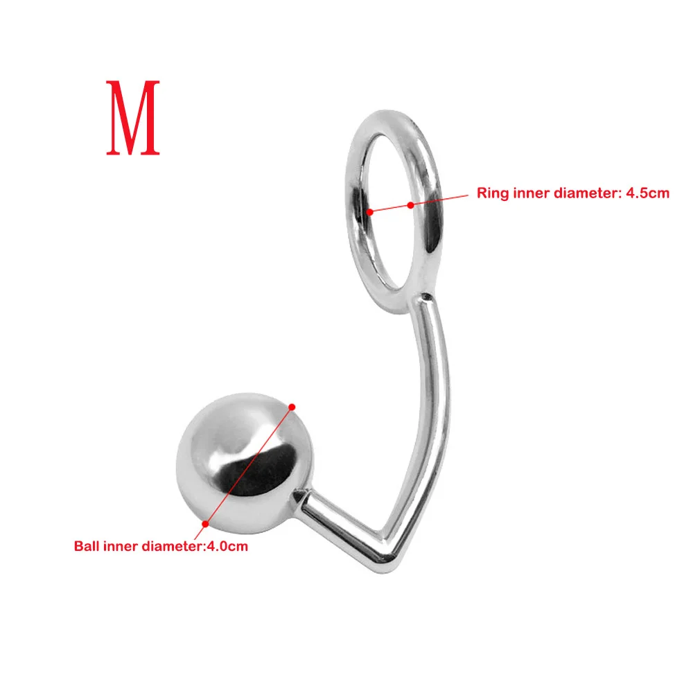Anal Hook Stainless Steel Butt Plug Ball Hole 40mm/45mm/50mm Penis Cock Ring Metal Chastity Device Couple Sex Toys For Women Men | Красота и