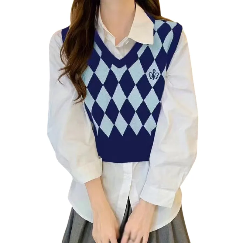 Осенний свитер жилет для женщин пуловер-жилет с V-образным вырезом вязаный в
