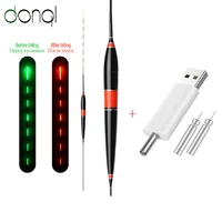 donql smart led fishing float usb charger rechargeable cr425 battery automatically remind color change bobber buoy fishing tool