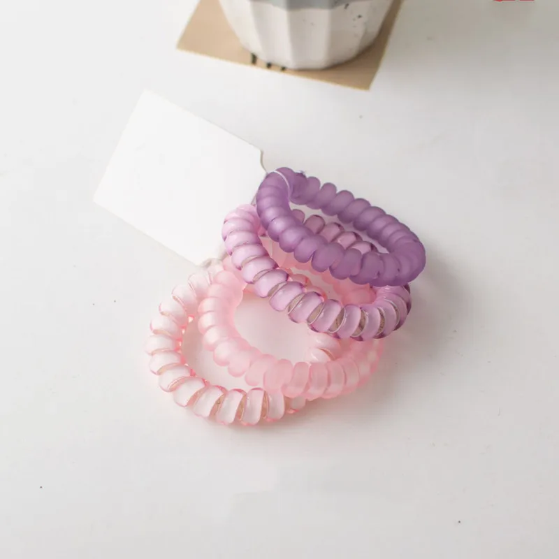 

4PCS Phone wire hair ring simple frosted phone thread head rope tie hair glue high elastic rubber band seamless head accessories
