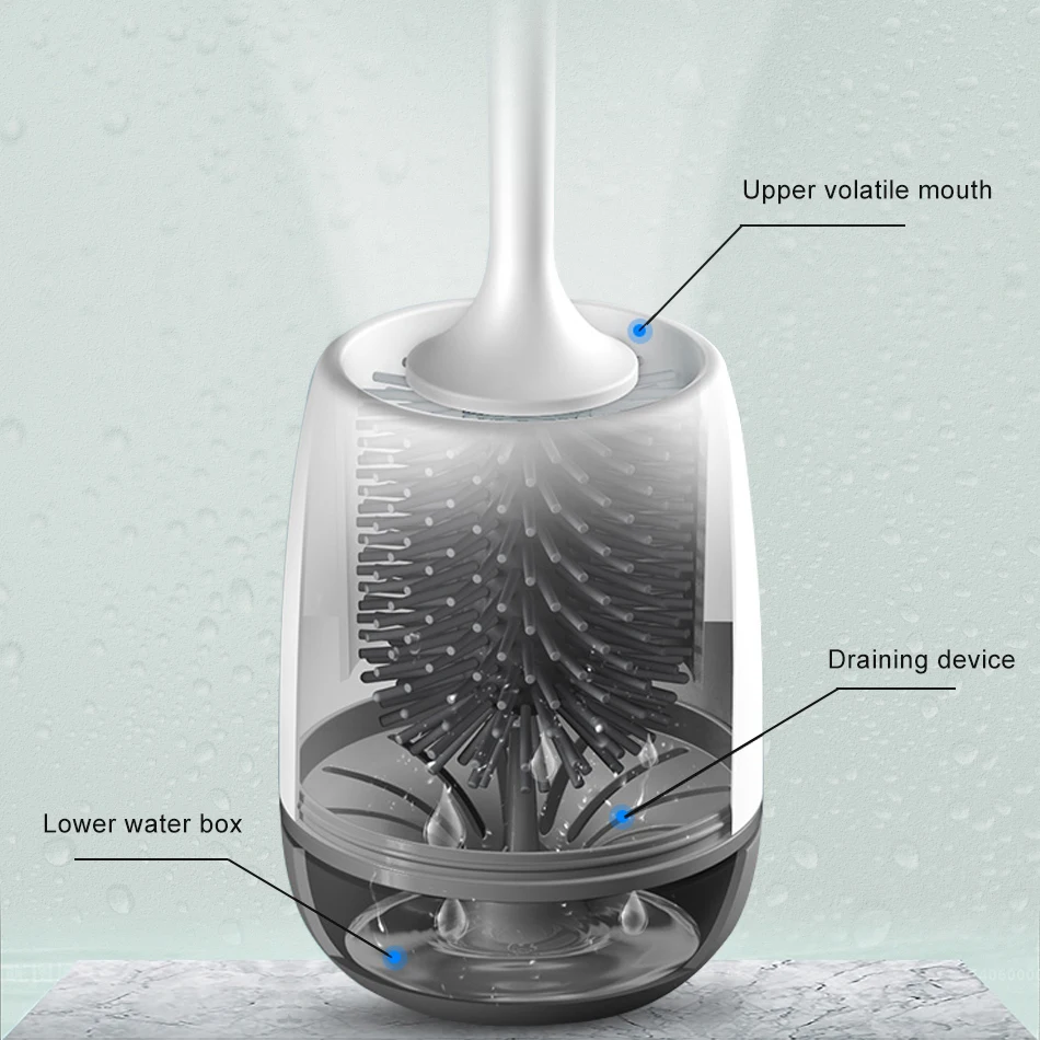 

AHAWILL TPR Silicone Toilet Brush Quick Draining Clean Tool Wall-Mount Or Floor-Standing Cleaning Brush Bathroom Accessories