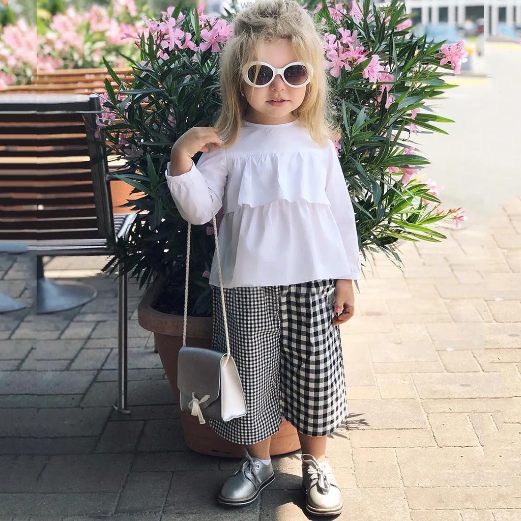 Комплект детской одежды из 2 предметов для девочек корейский белый наряд с рюшами