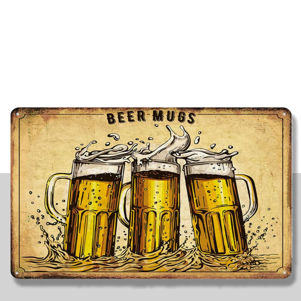 

Metal Tin Sign beer mugs Pub Home Vintage Retro Poster Cafe