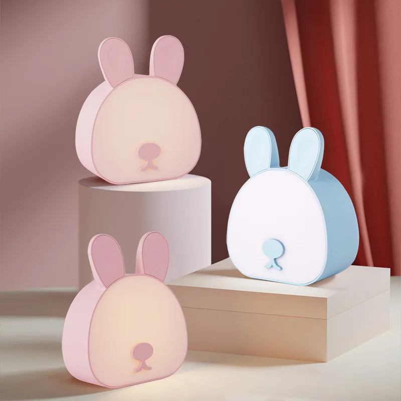 USB Rechargeable One-Button Touch Stepless Dimming Cute Rabbit Night Light Home Bedroom Children With Sleeping Bedside Lighting