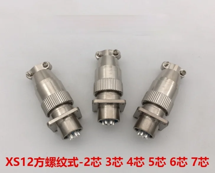 

Aviation Plug Socket XS12 Square 2 3 4 5 6 7-pin Threaded Lock Connector with Hole 12