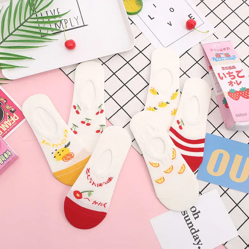 

Sfree 6Pairs Korean Socks Female Ins Tide Socks Shallow Mouth Cute Japanese Silicone Non-Falling Heel Invisible Socks Summer