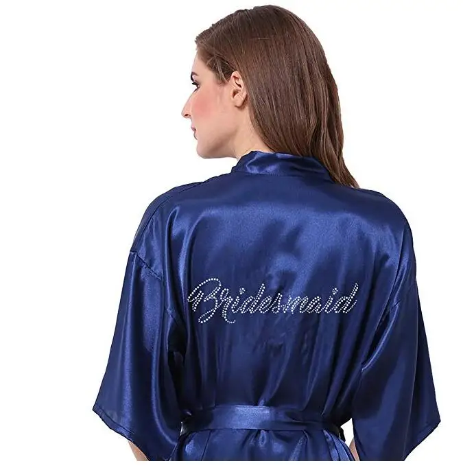 Новый Королевский Фиолетовый халат Атласный Женский горный хрусталь письмо