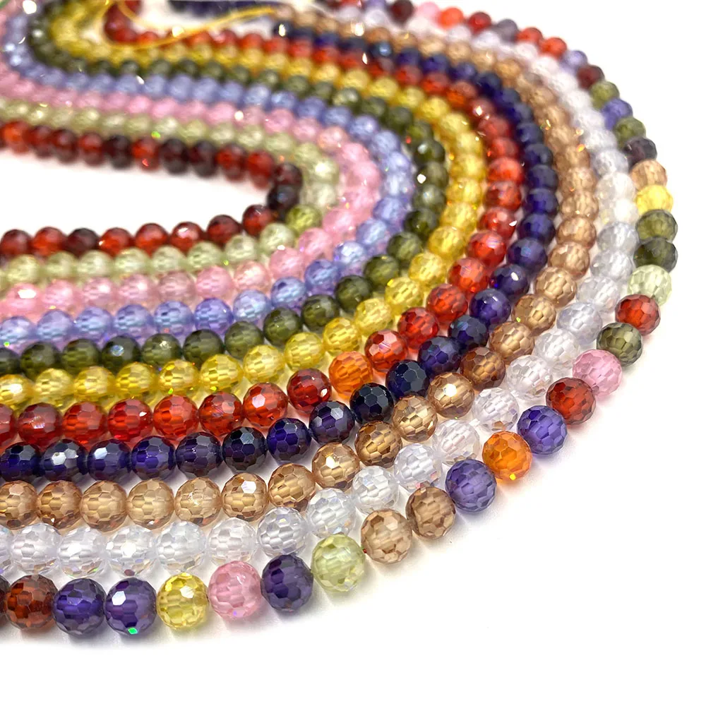 

Natural Stone Faceted Zircon Necklace Beads 2/3/4/6mm Faceted Round Bracelet Bead for Making DIY Earrings Jewelry Accessory 38cm