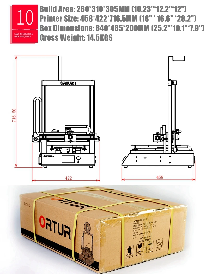 Новейший Ortur 3d принтер двухосевой линейный направляющий принтер 3D Съемная Углеродистая стальная пластина, печать с отключением питания