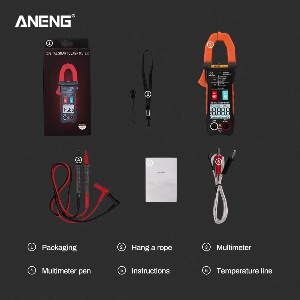 Мультиметр ANENG ST205 цифровой с функцией True RMS 4000 отсчетов|Токоизмерительные клещи| |