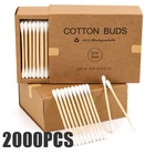 Экологически чистые бамбуковые ватные палочки с двойной головкой, ватные палочки для красоты, макияжа для взрослых, деревянные палочки, инструмент для носа 1000, 2000 шт.