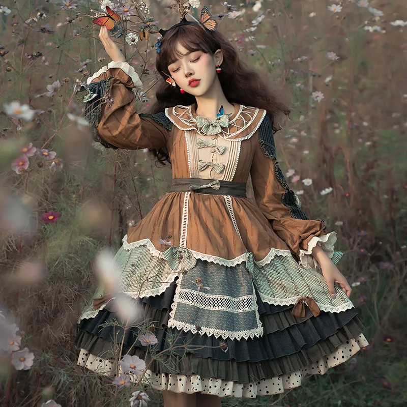 

April Vine ~ Vintage Country Style Long Sleeve Lolita Dress by YLF
