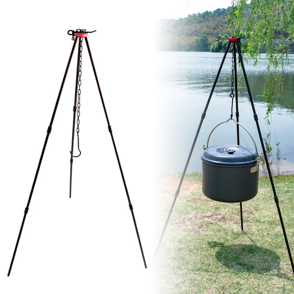 

Picnic Cookware Tripod For Fire Hanging Pot Outdoor Campfire Cookware Picnic Cooking Pot Grill Outdoor Hiking Camping Equipment