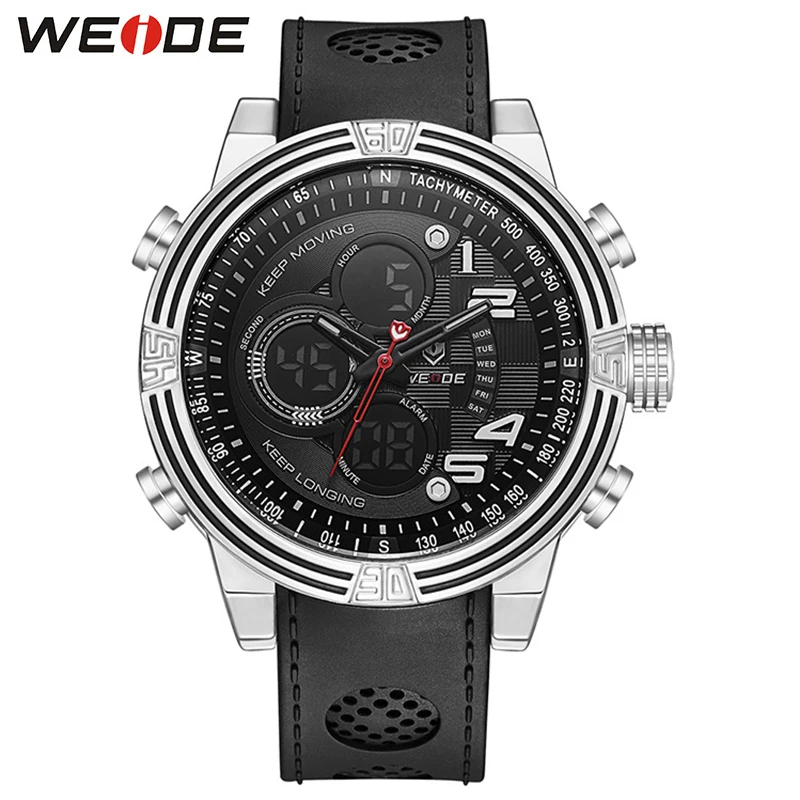 WEIDE часы для Для мужчин спортивные Кварцевые наручные с двойным Дисплей военные