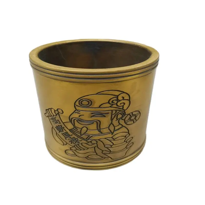 

Chinese Old Bronze Statue Copper God Of Wealth Pen Holder