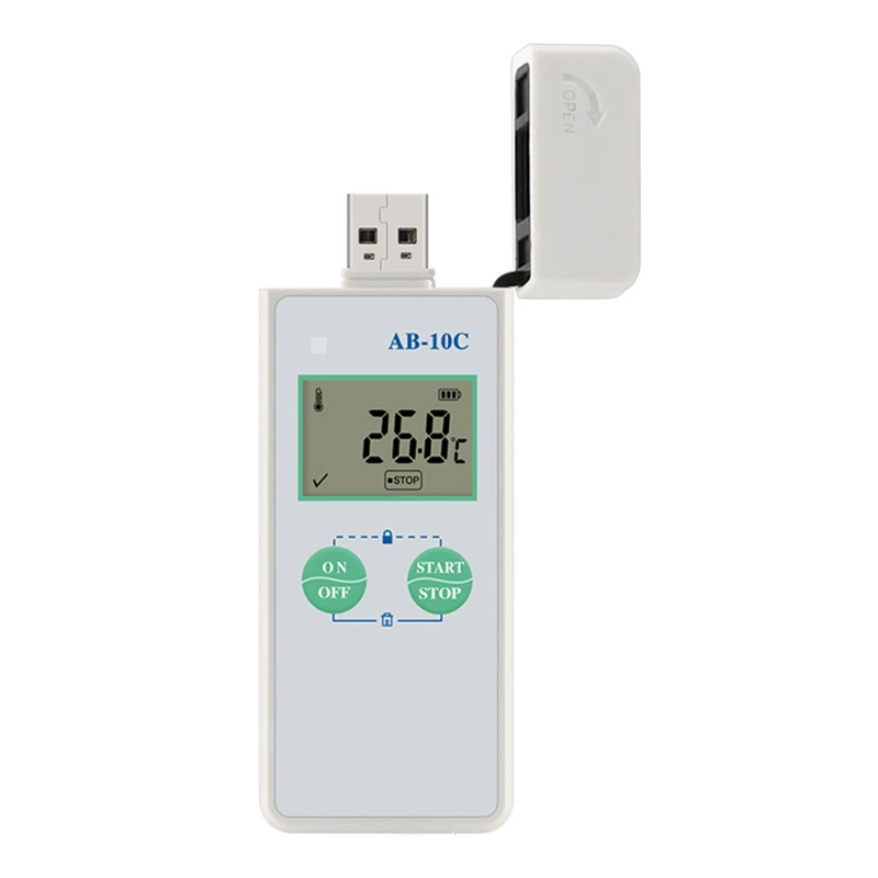 

Mini USB Temperature Data Logger AB-10C with 48000 Record Capacity IP65 Waterproof Reusable Digital Temperature Recorder