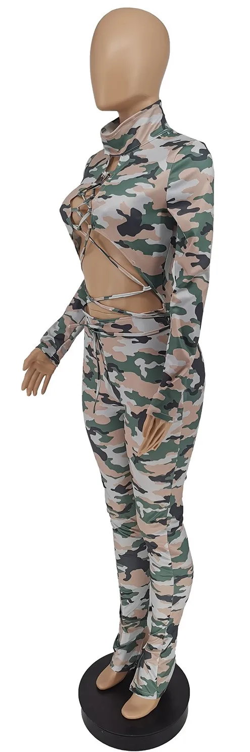 

camouflage stretch corset one piece stack pants plus size winter bandage for women jumpsuits