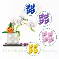 moc butterfly orchid vase building blocks phalaenopsis flowers bricks bloom plant toys for children home decoration idea gifts