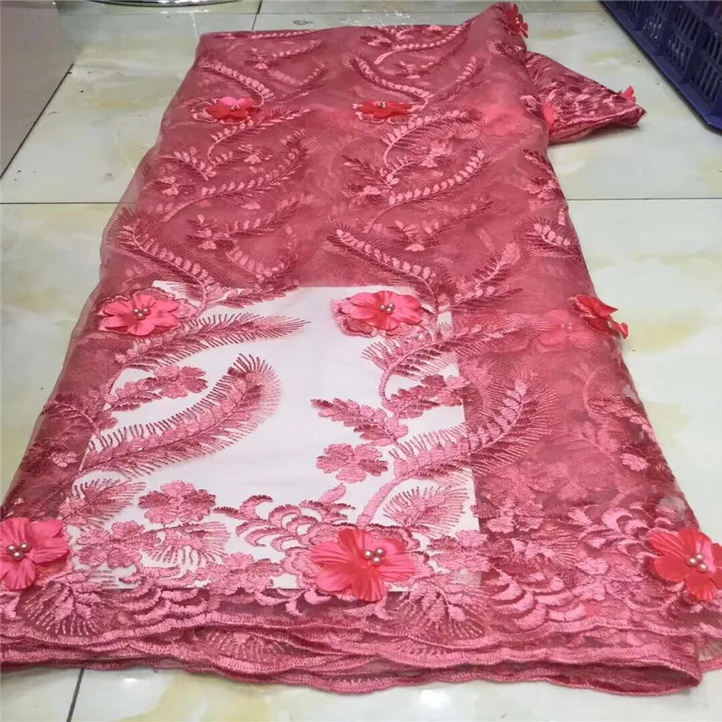 Бусины лучшего качества африканская чистая кружевная ткань высокого 3D Цветочная