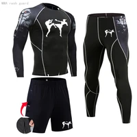 new mens workout clothing gym mma t shirt fitness leggings running sets sports set compression shirts underwear jogging suit