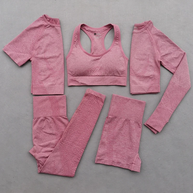 Женский бесшовный спортивный костюм для йоги комплект из 2/3/5 предметов леггинсы