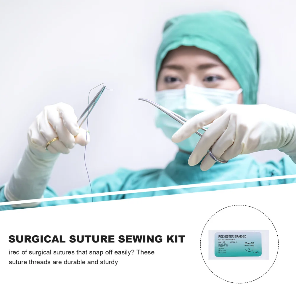 

12 Pcs Suture Thread with Needle Practice Suturing Camping Survival Demo Device