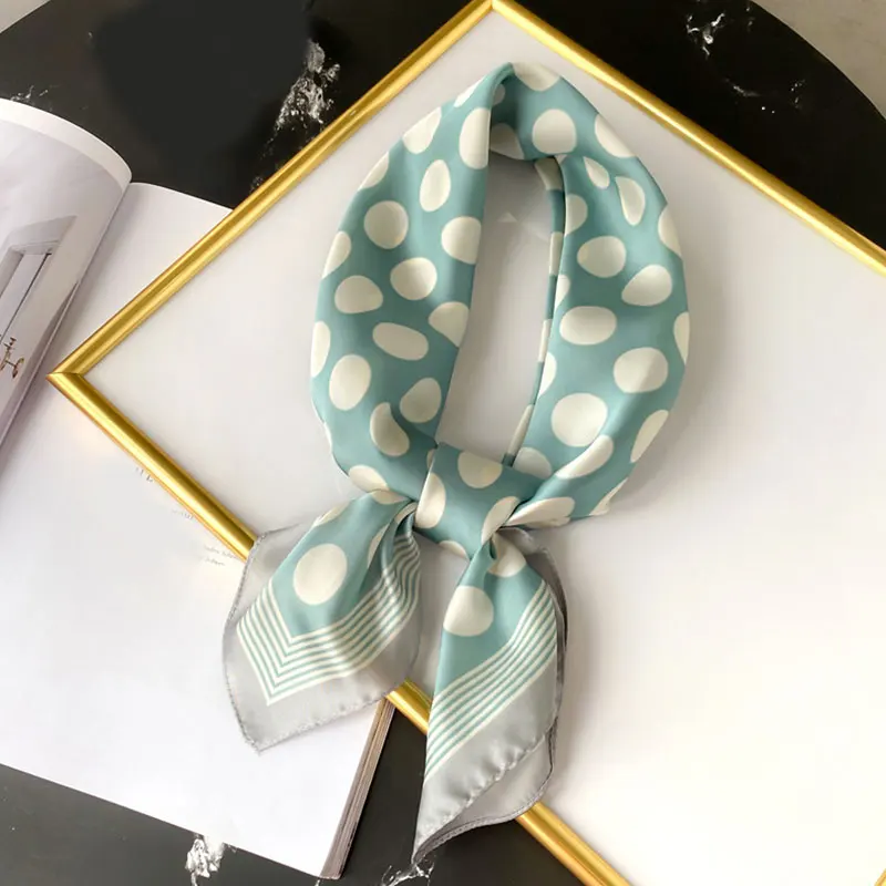 

Square Scarf Office Lady Hair Tie Band Silk Satin Hair Scarf Female Bandana Shawls Wraps Neck Scarves Big Wave Point Striped