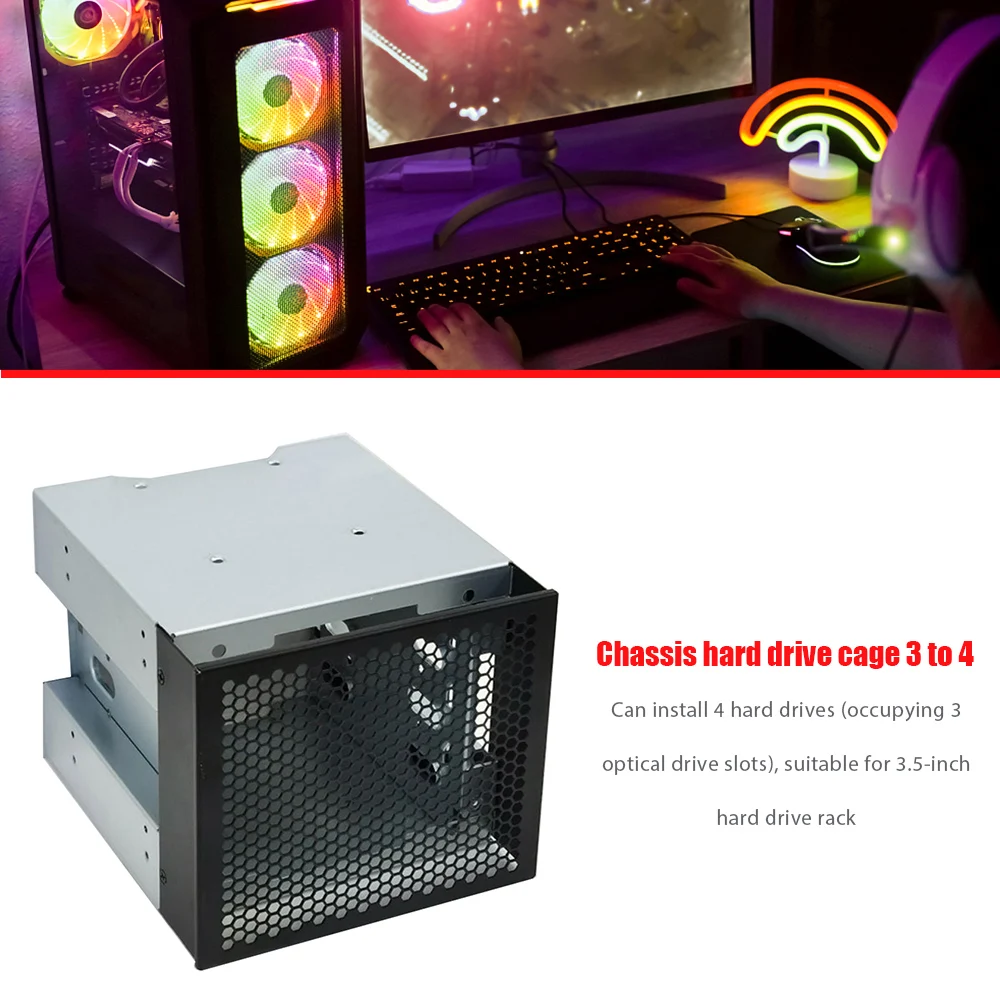 

New Arrival 2021 3.5 Inch SATA SAS HDD Cage Rack Bracket 3 Optical Drive Bays to 4 Bay Hard Drive Tray Converter for Computer
