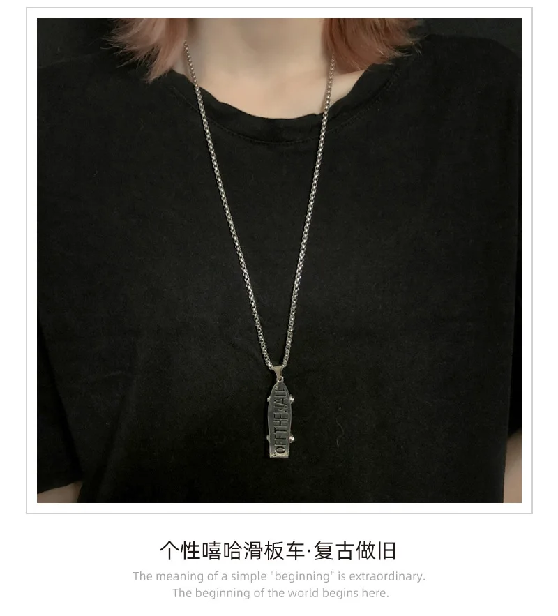 

Necklace Chain Skateboard Women Necklaces Long Jewelry Lady Geometric Unisex Pendant Silver Color Hiphop European Alloy Collares