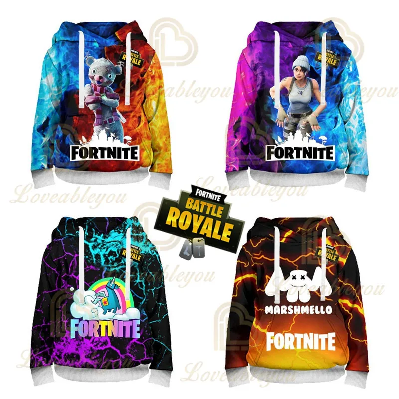 

Battle Royale Hoodie Fortnite Sudaderas Victory Cartoon Tops Teen Clothes Kids Hero Game Spike 3D Boys Girls Sweatshirt