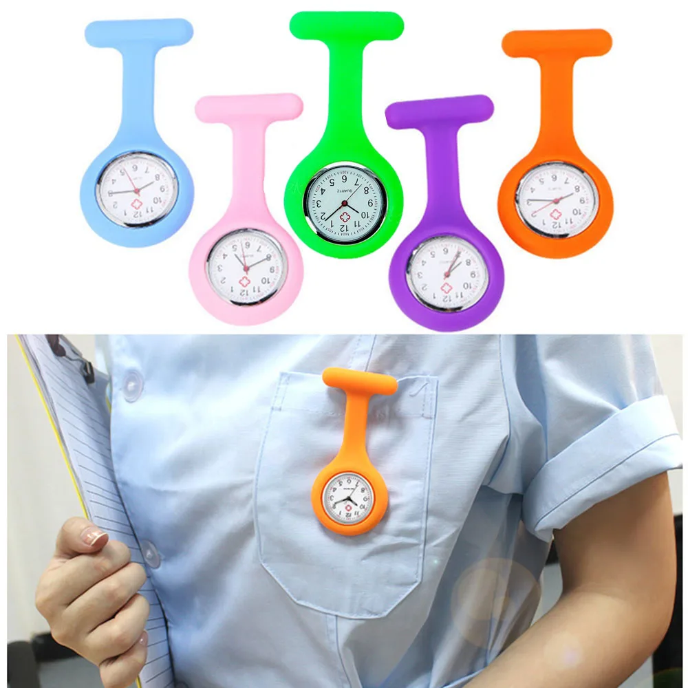 Electronics Pocket Watches Silicone Nurse Watch Brooch Pins On the Chest for Students OL Watches Clock Free Battery Watch