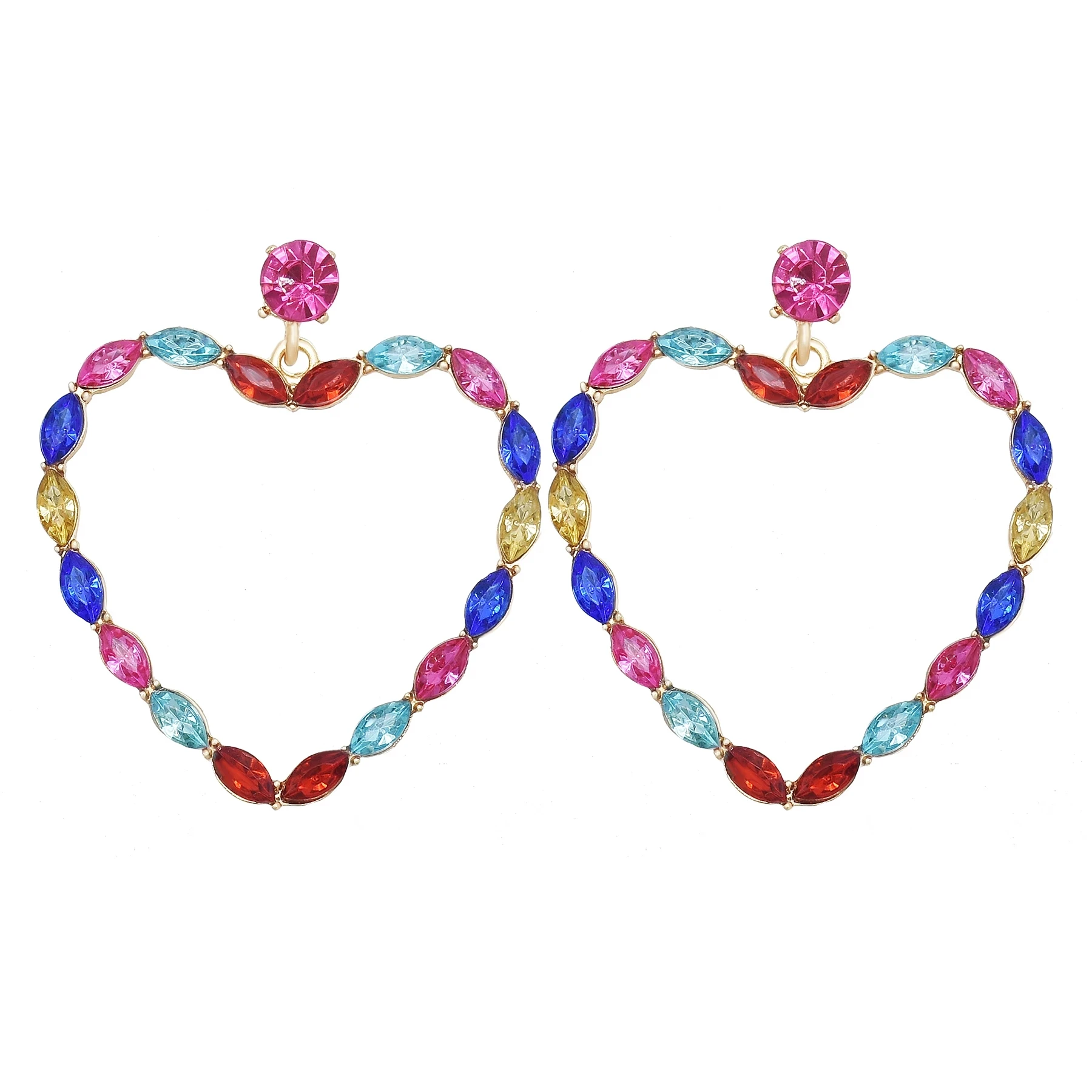 Серьги-подвески женские в форме сердца, разноцветные