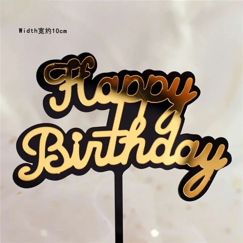 2pc birthday Золотой серебряный черный акриловый ручной пишущий Топпер для торта «С Днем Рождения» десертное украшение для дня рождения милые подарки - Цвет: 2pc birthday