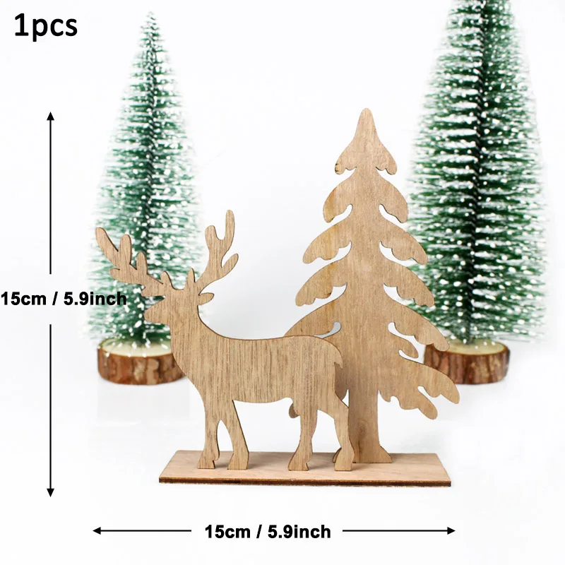 1pcs 03 50 шт., деревянные рождественские украшения, елочные украшения, Санта-Клаус, снеговик, олень, рождественские вечерние украшения для дома, подарок на год - Цвет: 1pcs 03