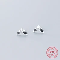 100 s925 sterling silver earrings for womens fashion personality black fish tail ear accessories jewelry holiday gifts