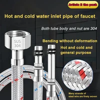 faucet inlet pipe kitchen sink basin hot and cold water pipe tip pipe 304 stainless steel red and blue braided hose 2pcsset