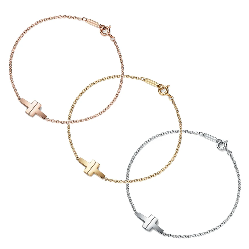 

Women's 925 Sterling Silver T-Shaped Charm Bracelet Classic Popular All-Match Jewelry Couple Anniversary Gift Glossy and Zircon