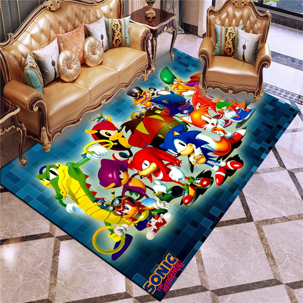 

Sonic The Hedgehog 3D Printing Child Cartoon Carpets Non-Slip Carpet for Living Room Mat Absorbent Washable Area Rugs 80x160cm