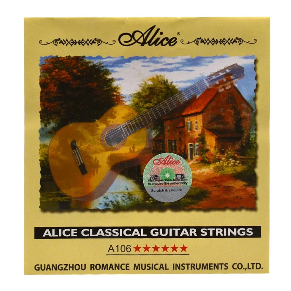 

A106 Classical Guitar Strings 6pcs Clear Nylon Strings Silver Plated Copper Alloy Wound E-1st B-2nd G-3rd D-4th A-5th E-6th