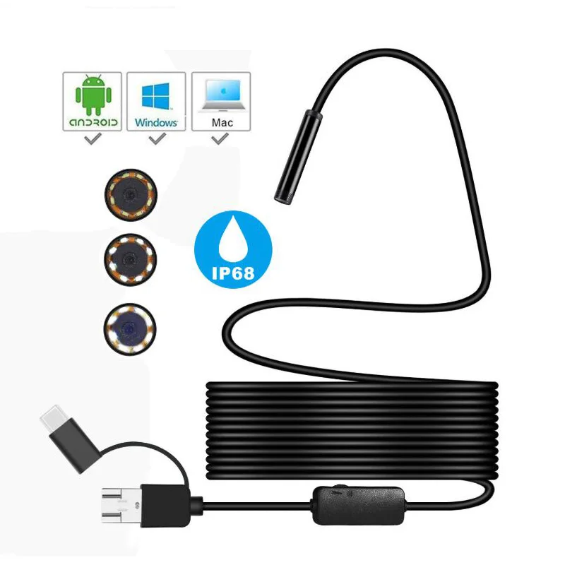 Камера-Эндоскоп 3-в-1 8 мм 720P USB IP67 светодиодов | Инструменты