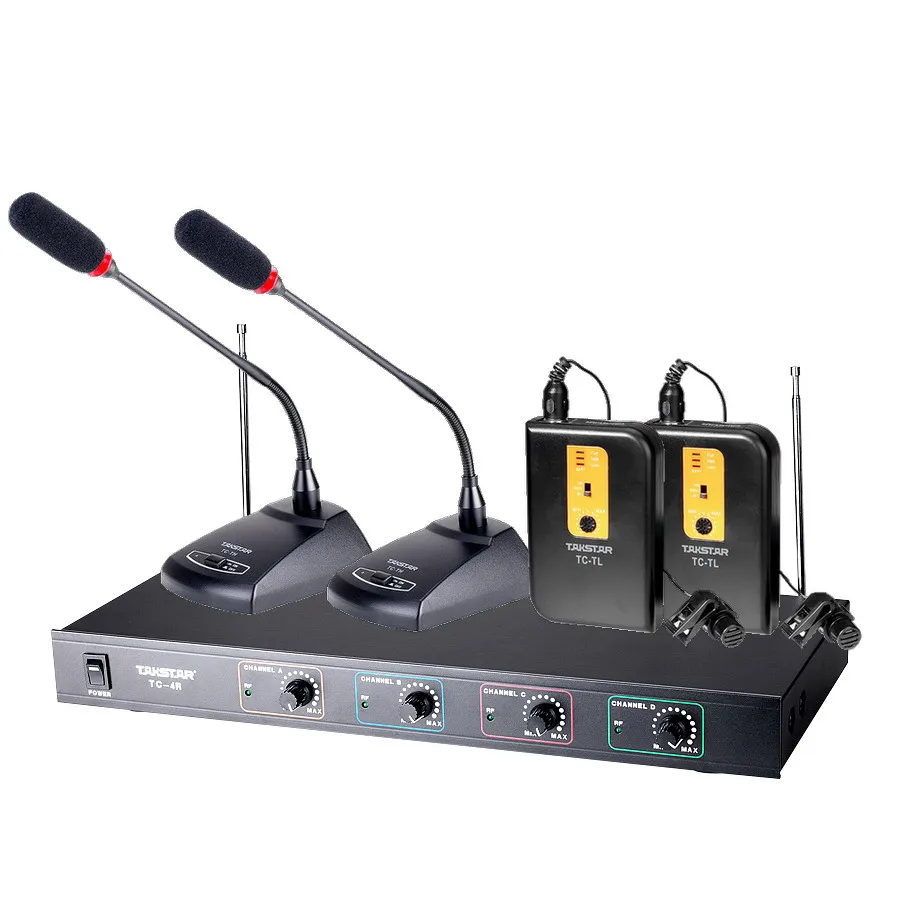 Takstar TC-4R VHF wireless microphone 2 body-pack mic + conference for Broadcasting program hosting outdoor activities | Электроника