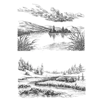 azsg lake river scenery clear stamps for diy scrapbooking decorative card making crafts fun decoration supplies