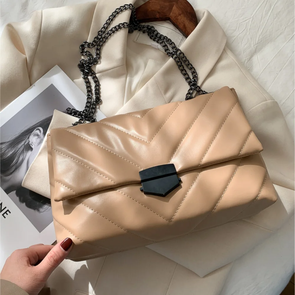 

New Casual Chain Crossbody Bags For Women Fashion Simple Shoulder Bag Ladies Designer Handbags PU Leather Messenger Bags