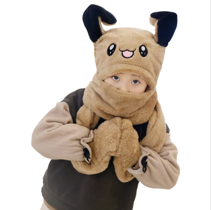 

2020 new Funny Hat Baby Kids Hat Cute Rabbit Ears Plush Ears Can Move Cap Children Winter Warm Party Hat Warm Scarf