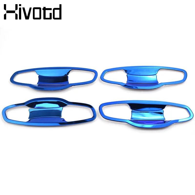 blue-bowls Hivotd для Skoda Kodiaq шкода кодиак Автомобильная дверная ручка Крышка+ чаши отделка ABS защита украшения внешний хромированный Стайлинг,автотовары аксессуары для авто - Цвет: blue-bowls