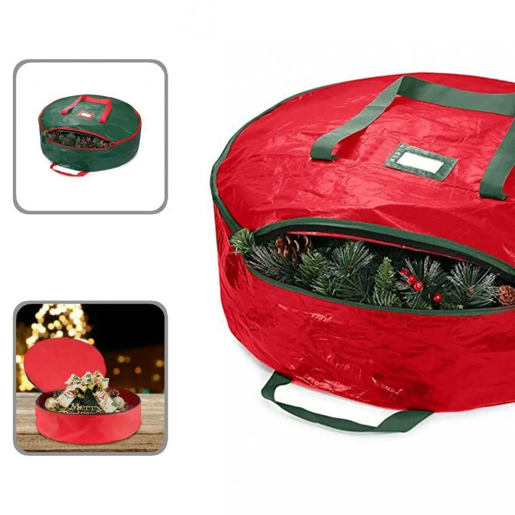 

Storage Bag Handles Zipper Waterproof Artificial Wreath Organizer for Festival